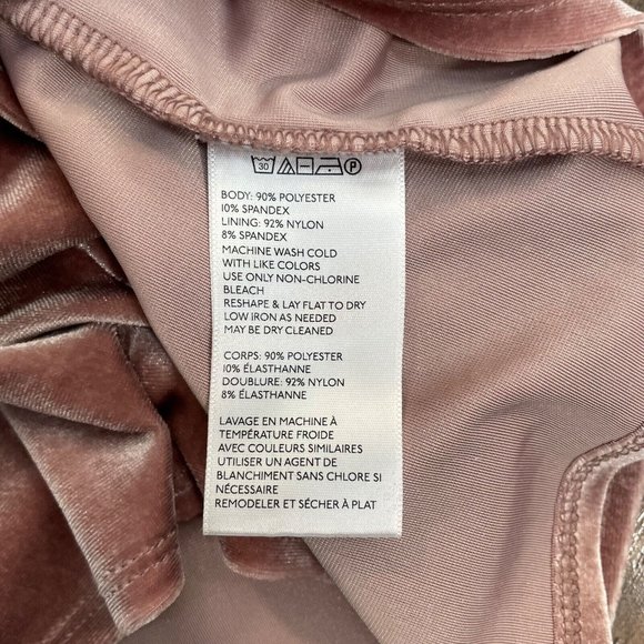 Urban Outfitters Romper XS Dusty Pink Velvet Wrap-Front Long Sleeve Stretch - Picture 16 of 16